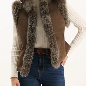 Tyler Boe suede and fox fur vest